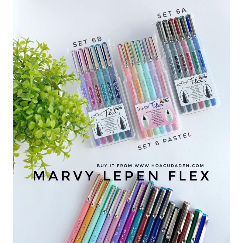 [HCM]Bộ 6/12 Bút LePen Flex Đầu Brush Marvy 4800