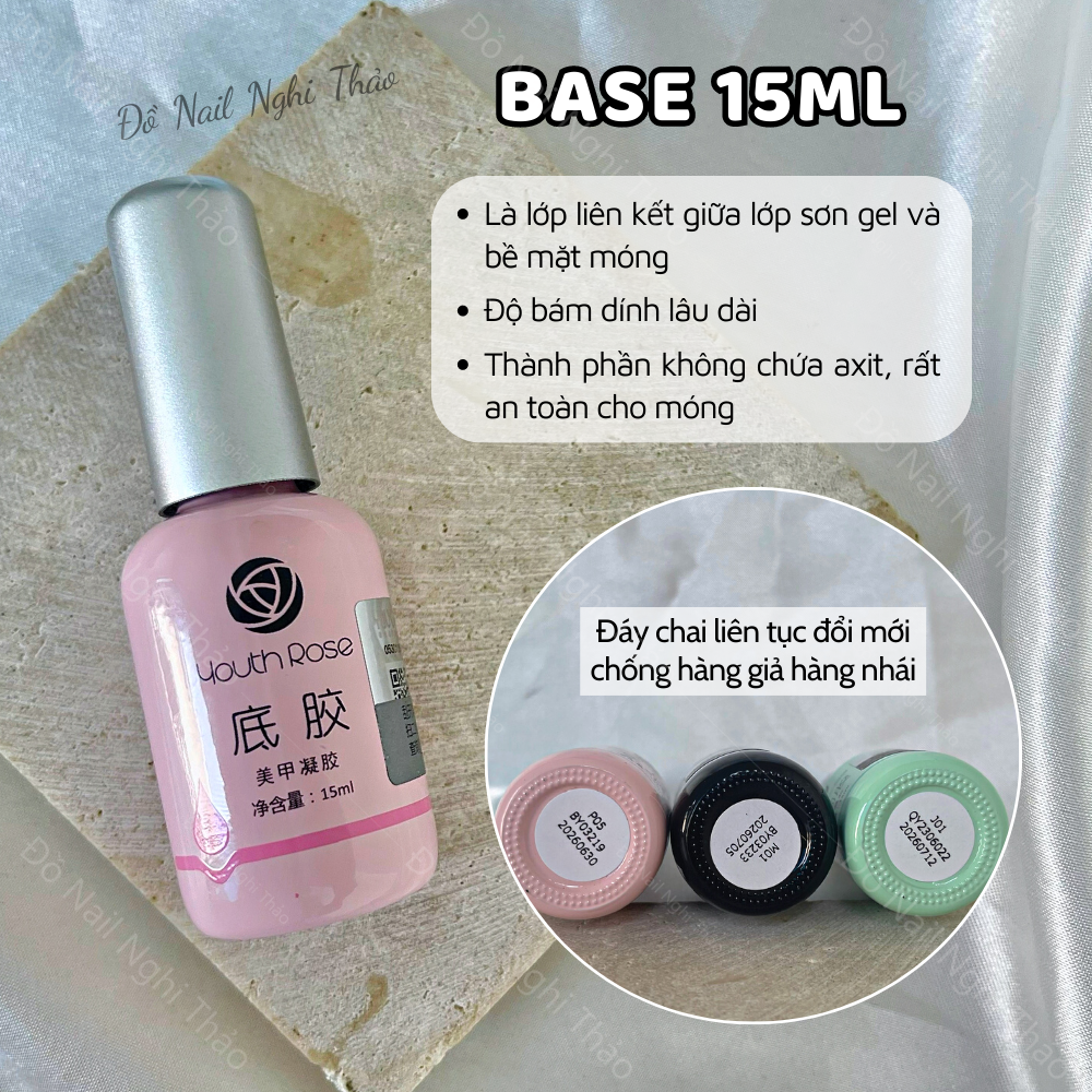 Base top hoa hồng, sơn liên kết móng Nghi Thảo 15ml