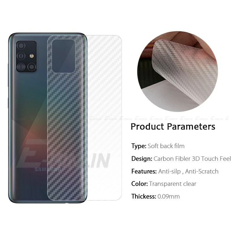 Dán lưng Samsung A51 vân Carbon chống mồi hôi bám bẩn