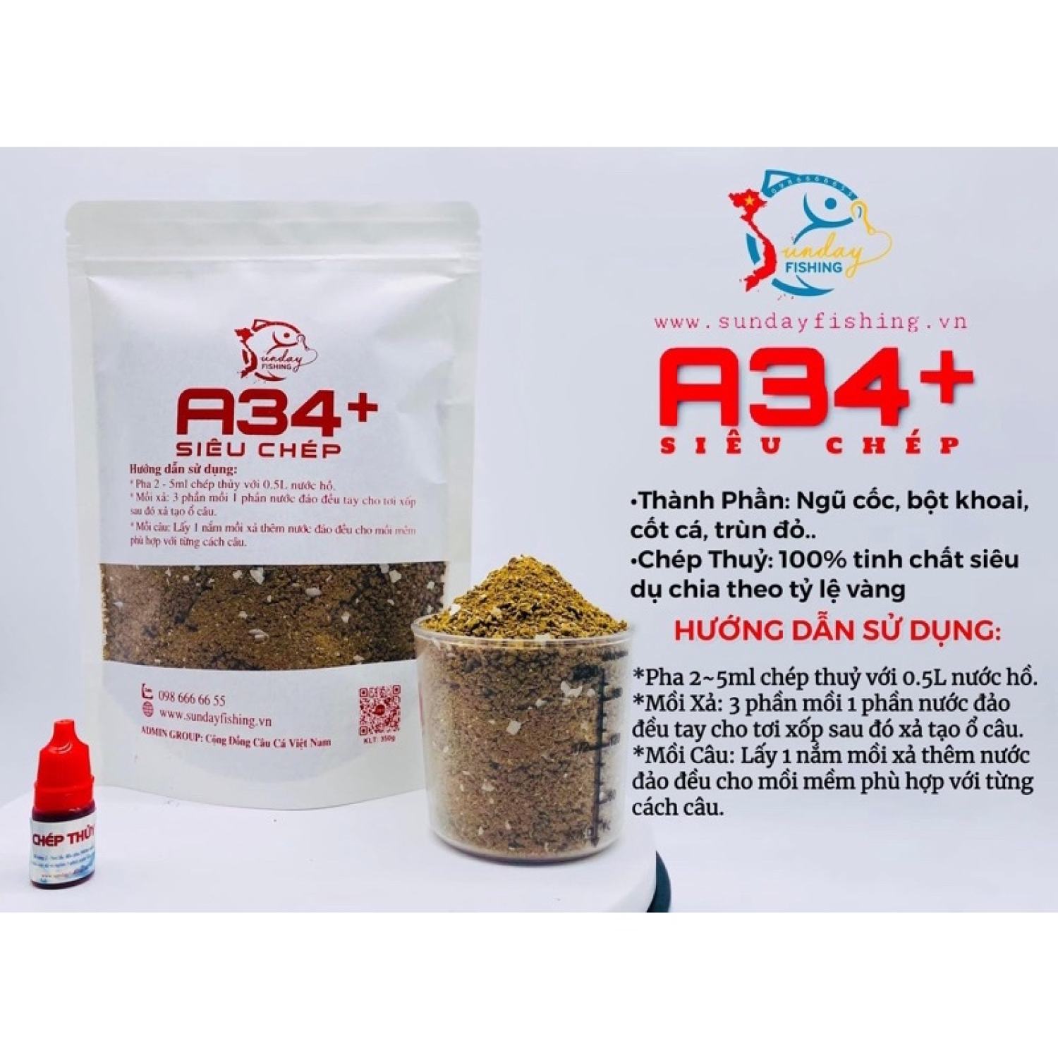 Mồi câu A34+ ngũ cốc siêu chép