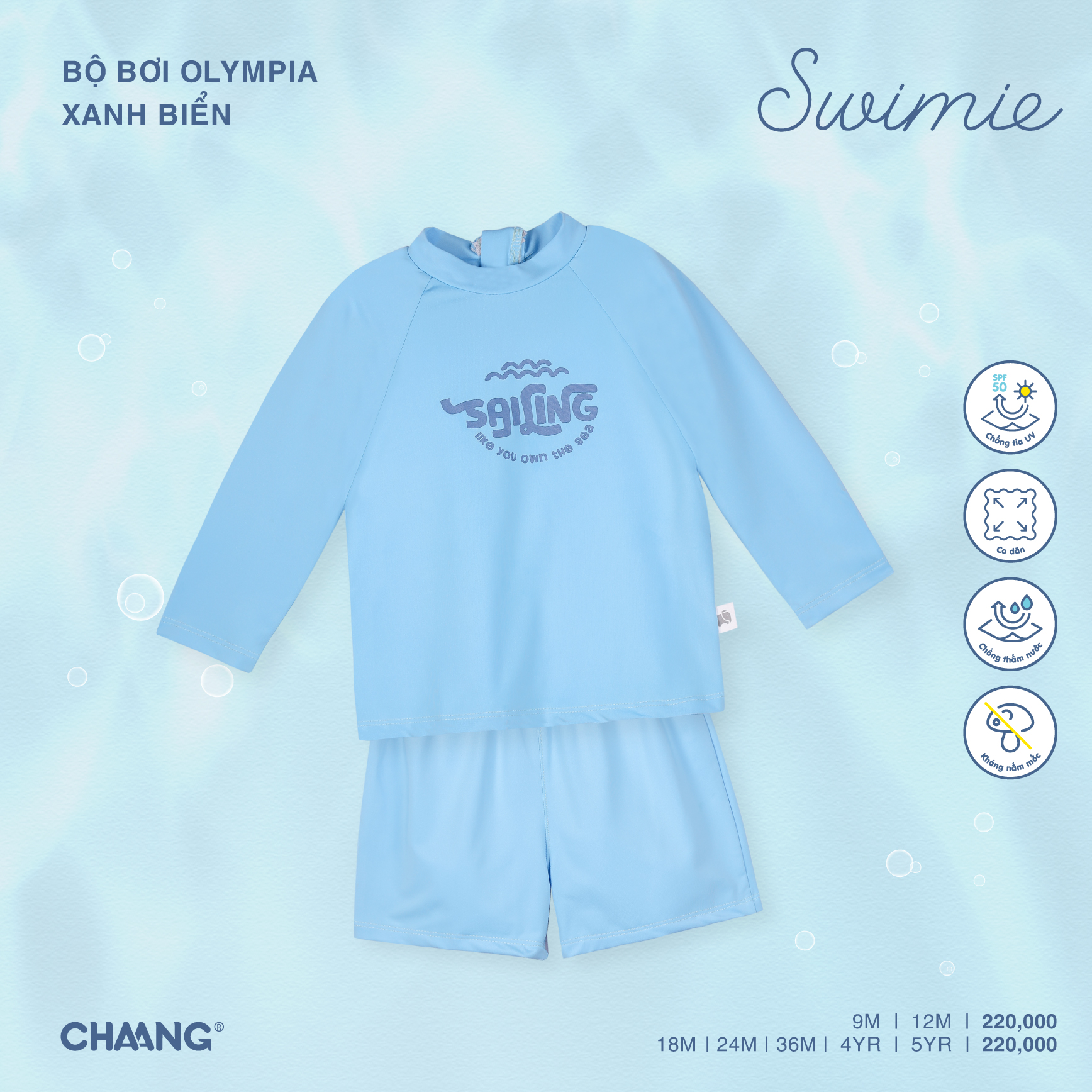 Bộ bơi khóa sau bé trai Olympia Chaang