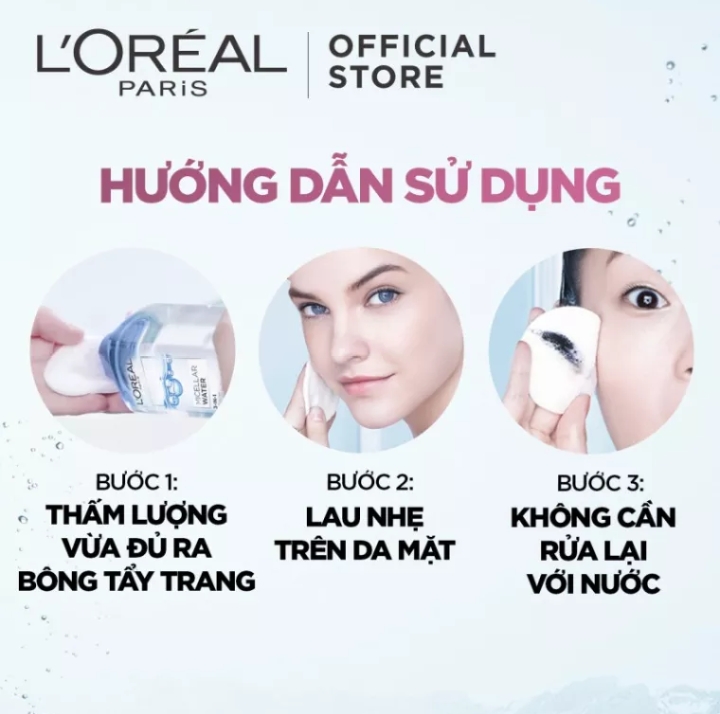 Nước tẩy trang dưỡng ẩm L'Oreal Paris Micellar Water 400ml (màu hồng)