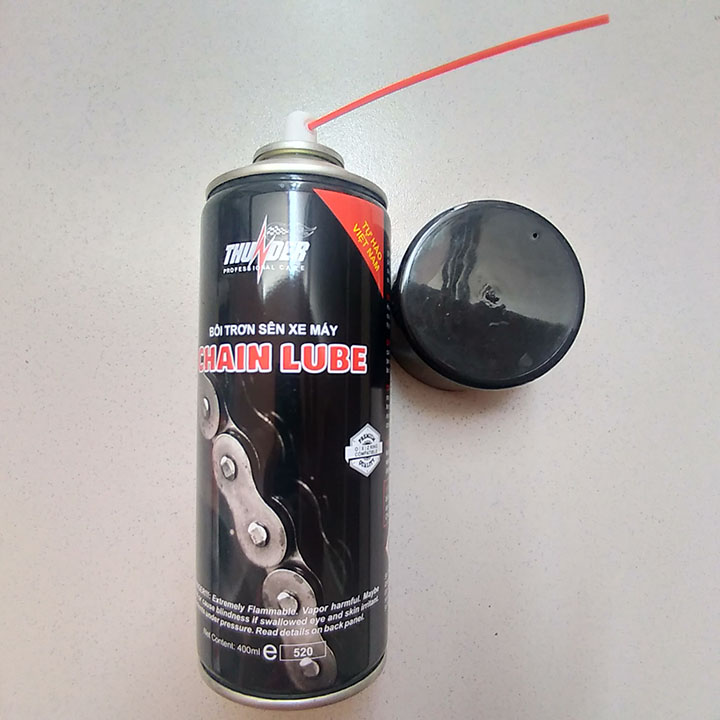 CHAI XỊT DÂY SÊN XE MÁY THUNDER 400ml (ĐEN)