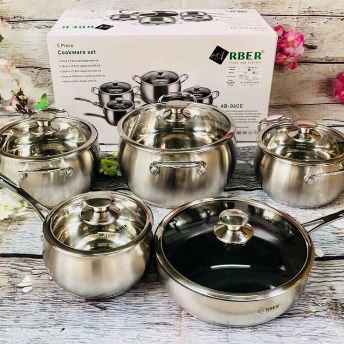 Bộ nồi 5 chiếc Arber AB-06CC inox 304