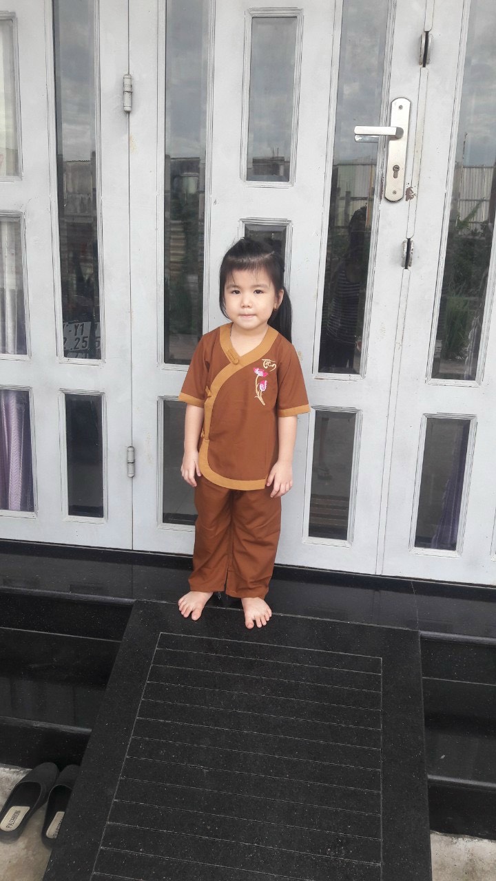 đồ lam đi lễ chùa cho bé mẫu tim phối