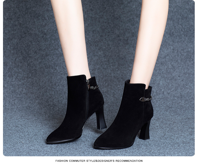 Giày boot nữ da lộn cá tính cao 7cm B171