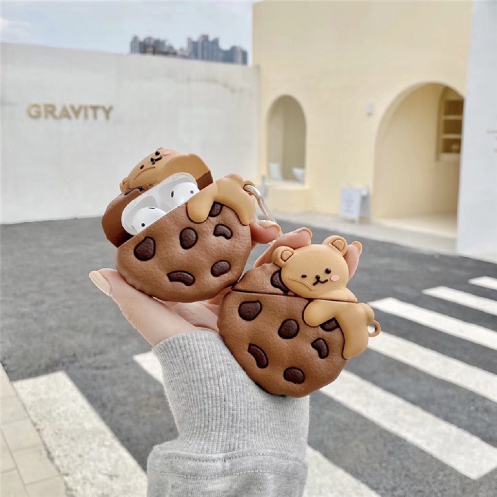 Airpod Case ⚡Freeship ⚡ VỎ BỌC AIRPOD GẤU BÁNH QUY Case Tai Nghe Không Dây Airpod 1/ 2/ i12/ Pro