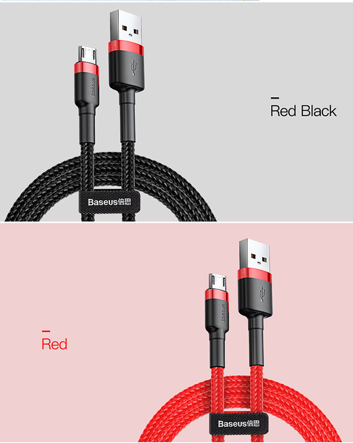 Cáp Sạc Nhanh Micro USB 2.4A Baseus Dây Sạc Nhanh Micro USB Bọc Dù Cáp Sạc Nhanh Micro USB Bọc Dù