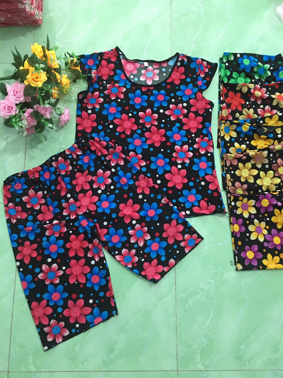 [HCM]Bộ thun lạnh lửng  hoa size 40-65kg