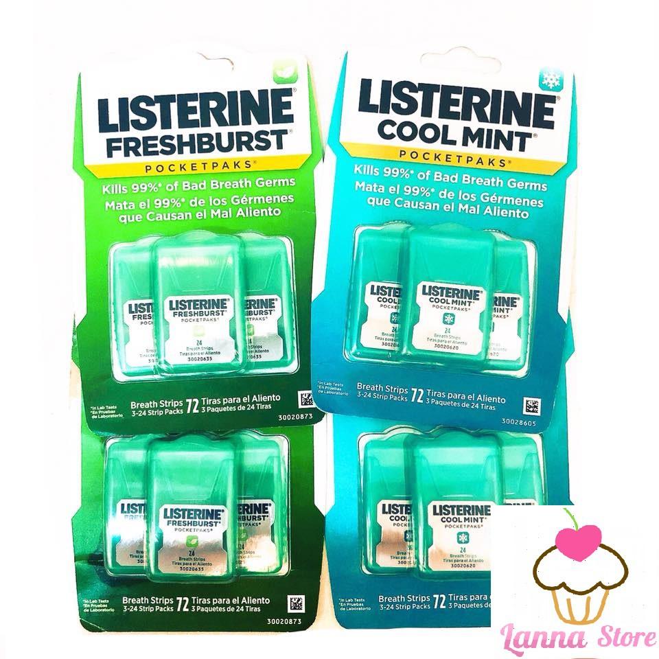 Miếng ngậm Listerine vị tự nhiên Freshburst 1 vỉ 3 hộp (1 hộp 24 miếng) - Mỹ