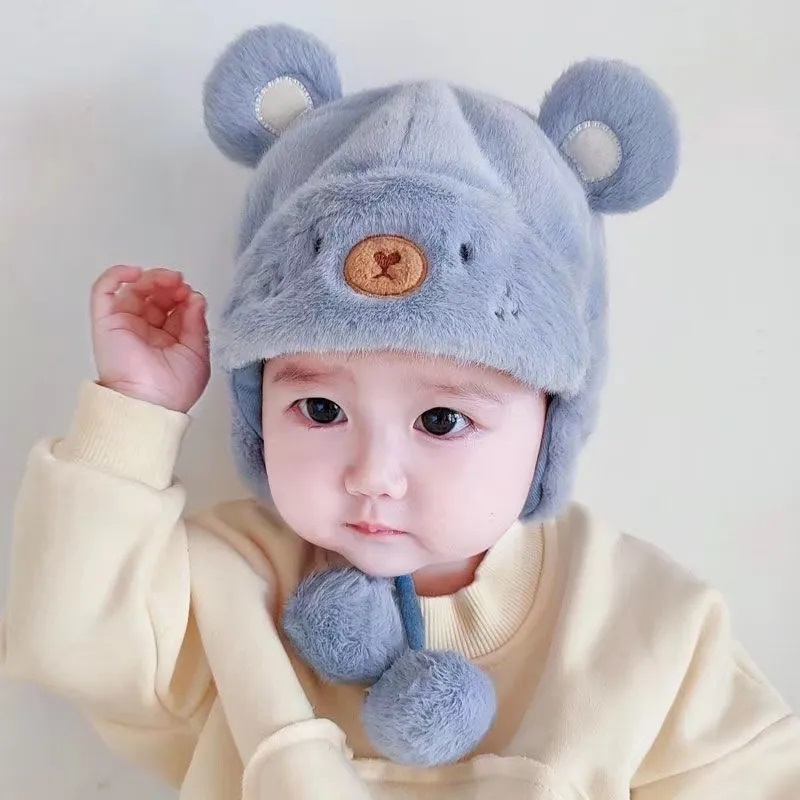 Mũ lông tai thú quả bông Cho Bé Siêu Dễ Thương