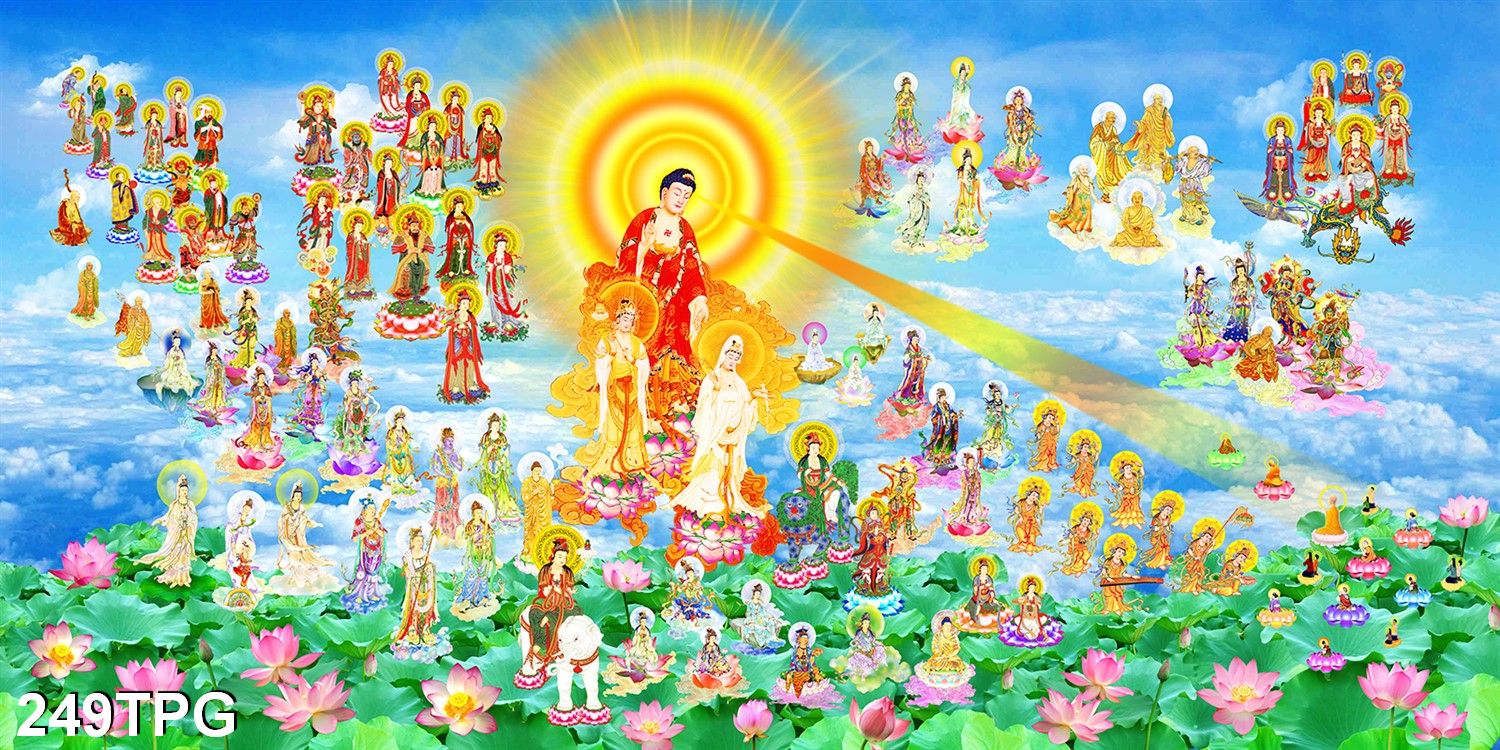 TRANH DÁN TƯỜNG PHẬT TÂY PHƯƠNG TIẾP DẪN - TRANH PHẬT GIÁO