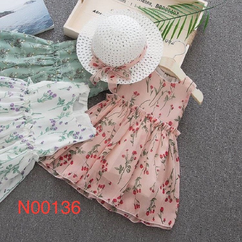 Váy Xòe Hoa Kèm Nón Trẻ Em N00136