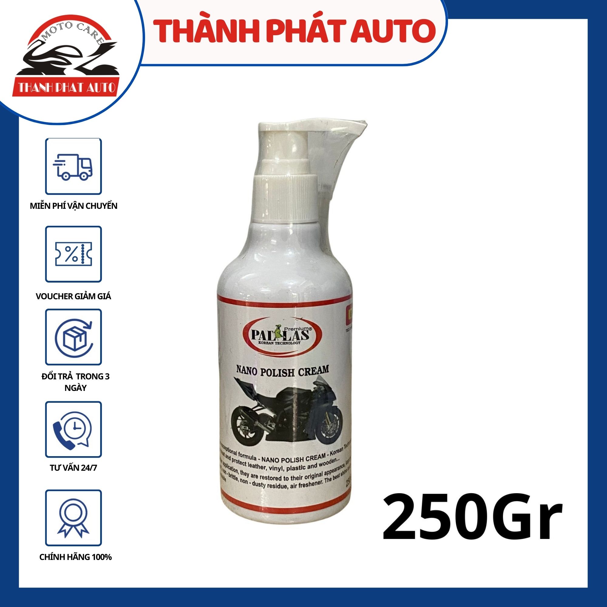 KEM PHỦ BÓNG VỎ (LỐP) XE MÁY PALLAS NANO 300 ML