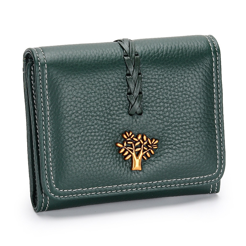 ♔ Thirty percent of the 2023 new leather wallet lady folding head layer cowhide leather wallet wallet short a wallet female foreign trade