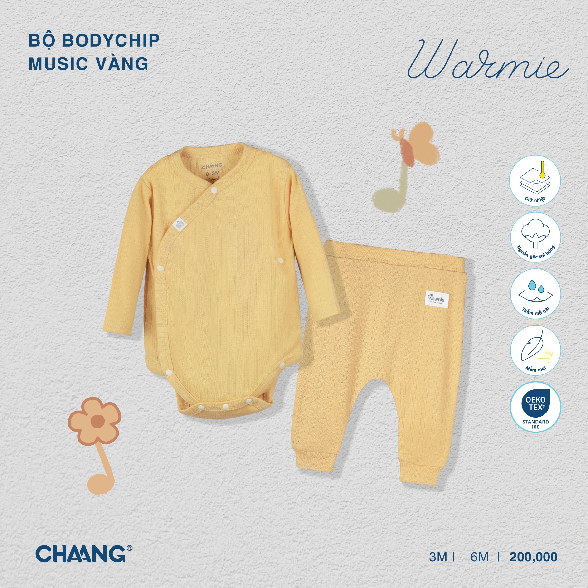 [CHAANG] Bộ body chip sơ sinh Music Chaang