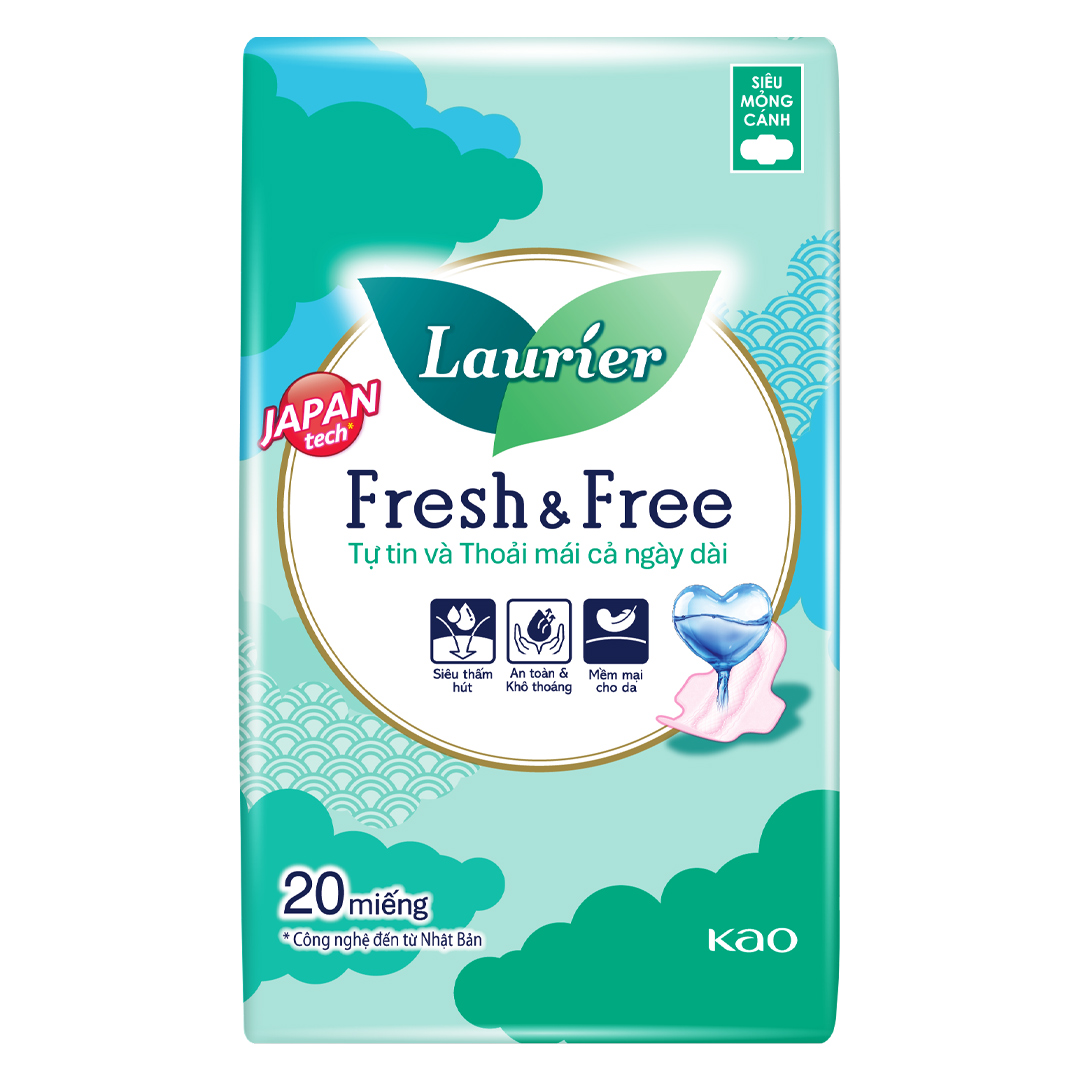 BĂNG VỆ SINH LAURIER SIÊU MỎNG CÁNH 20 MIẾNG