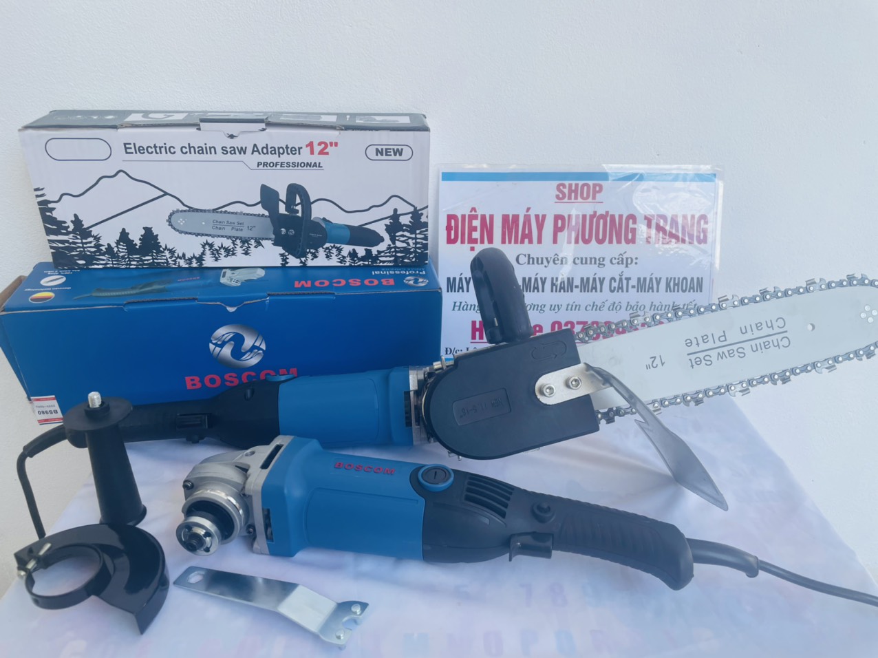 Combo máy mài kèm lưỡi cưa xích cắt cây