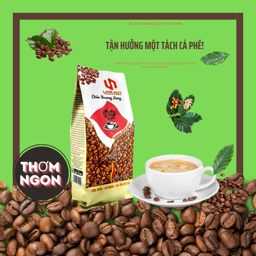 (1Kg) cà phê Lam Huy pha phin ngon đặc biệt uống bao ghiền
