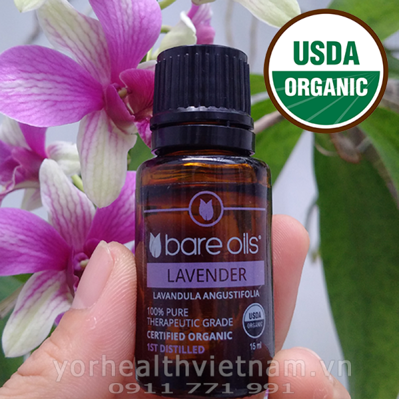 Tinh dầu oải hương - Lavender Essential Oil (Tinh dầu hữu cơ Bare Oils - USDA Organic) 15ml cao cấp
