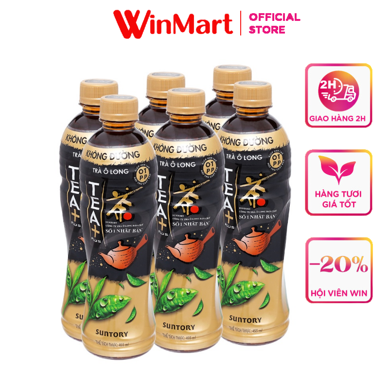 [Siêu thị WinMart] - Lốc 6 Trà Oolong không đường Tea+ chai 455ml
