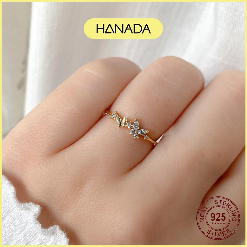Nhẫn Bạc 925 Hanada Hoa Đá Đơn Giản Tiểu Thư 1024