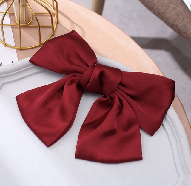 Kẹp tóc nơ vải to lụa satin Yolody cặp tóc nơ tiểu thư cực xinh