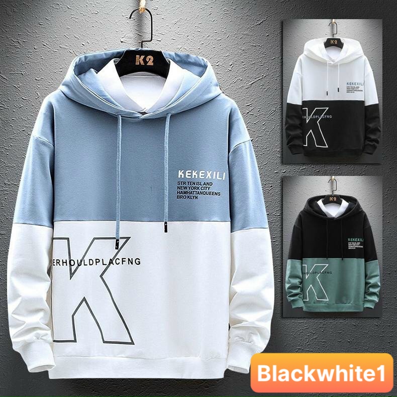 [HCM]ÁO KHOÁC HOODIE MA MỊ SWEATER UNISEX NAM NỮ KHÔNG XÙ LÔNG TRẺ TRUNG NĂNG ĐỘNG BLACKWHITE1