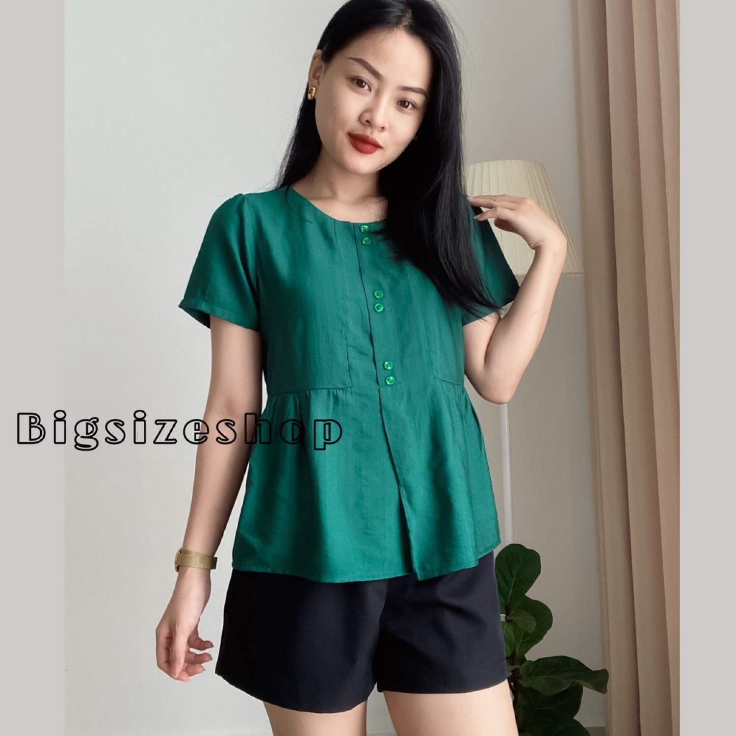 (50 - 90 KG) ÁO XANH BB, CHẤT LỤA XƯỚC THOÁNG MÁT, FORM DÁNG THOẢI MÁI, CHE EO VÀ BỤNG CỰC TỐT