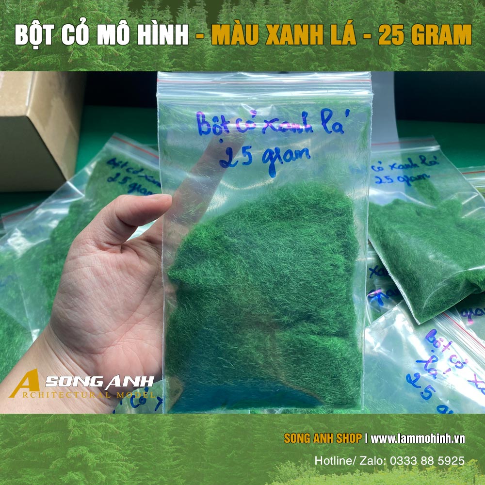 Bột cỏ làm mô hình - màu xanh nhạt vàng ( 1 bịch 50 gram )