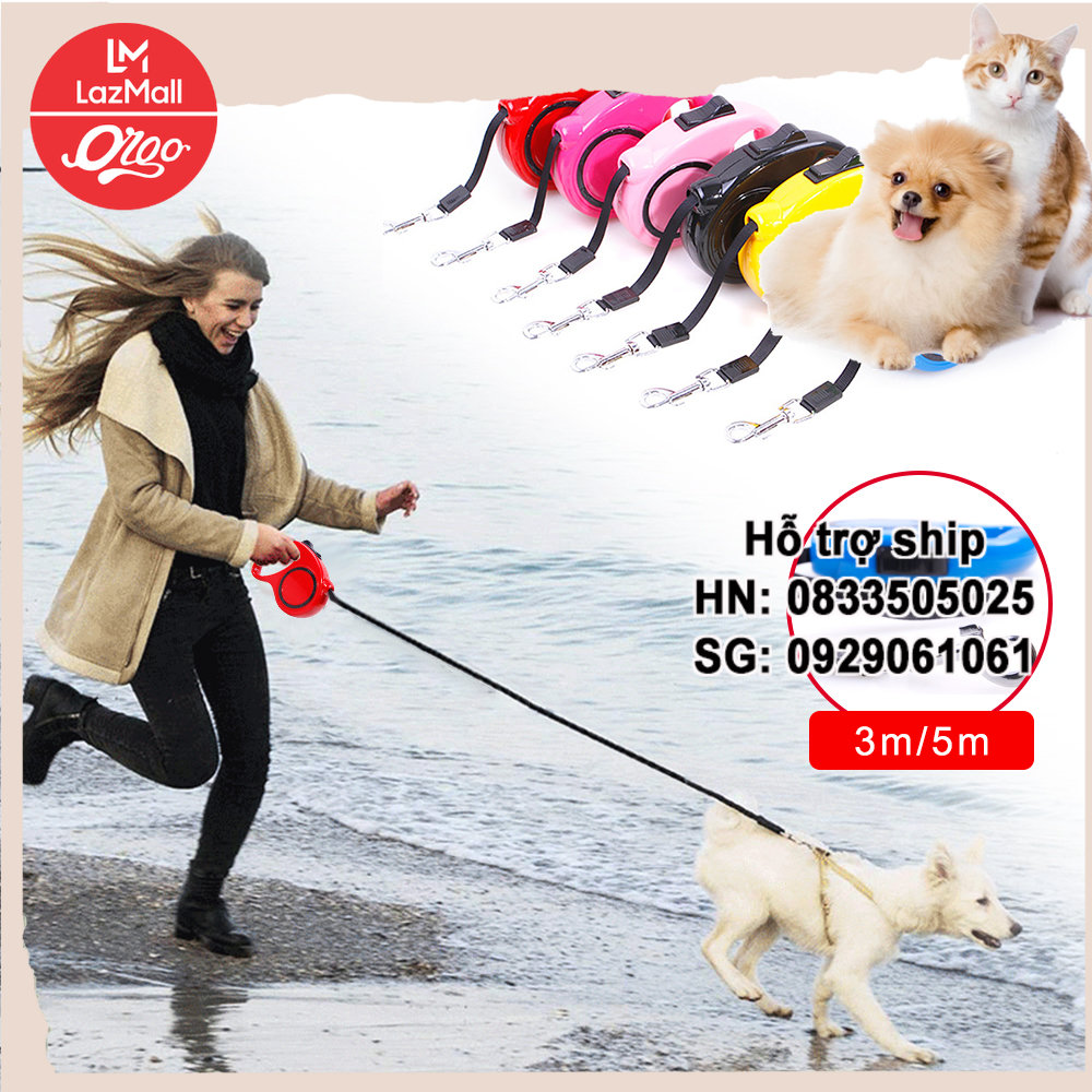 Orgo - Dây dắt chó mèo Dây dắt tự động co rút phù hợp chó mèo dưới 20kg / dăt dắt dạng thước dây xích chó mèo