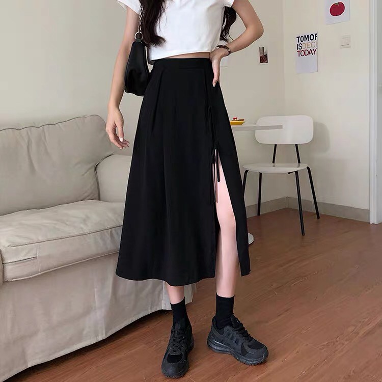 Chân Váy Midi Nữ Xẻ Tà Cá Tính, Chân Váy  M345