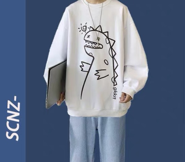 Áo Sweater Nam Nữ Tay Phồng In Khủng Long