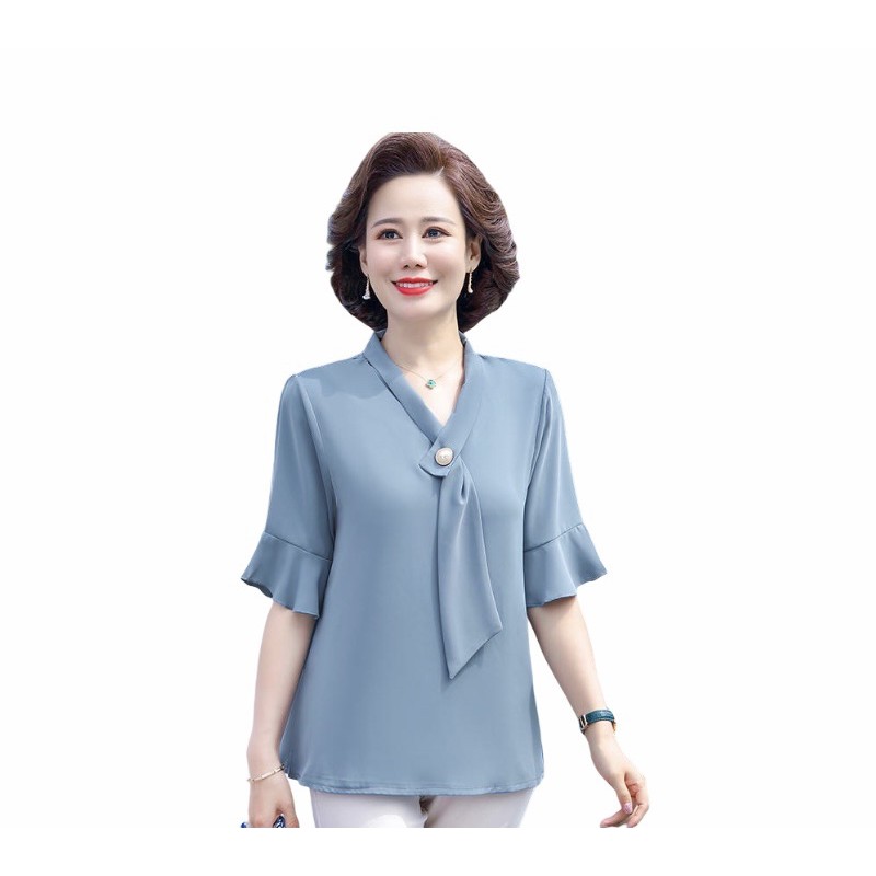 Áo kiểu trung niên bigsize chất liệu lụa xịn - Bq323