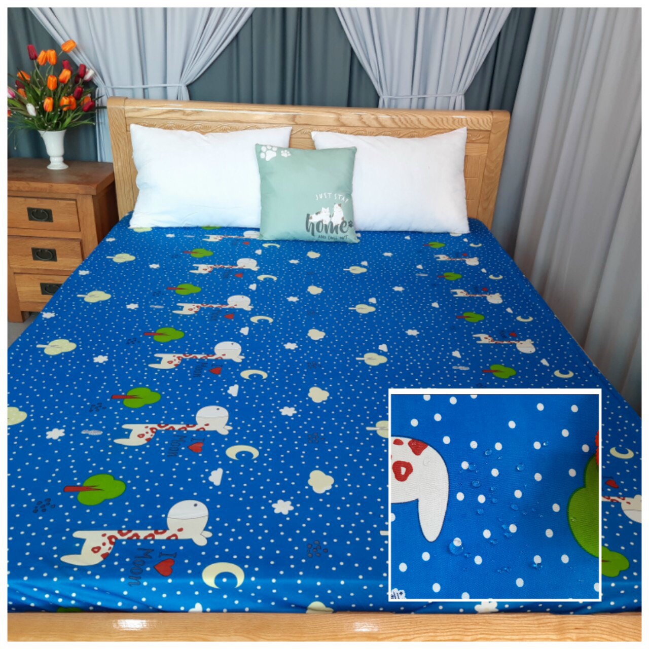 Drap chống thấm cao cấp 1m2x2m, (nệm cao dưới 15cm)