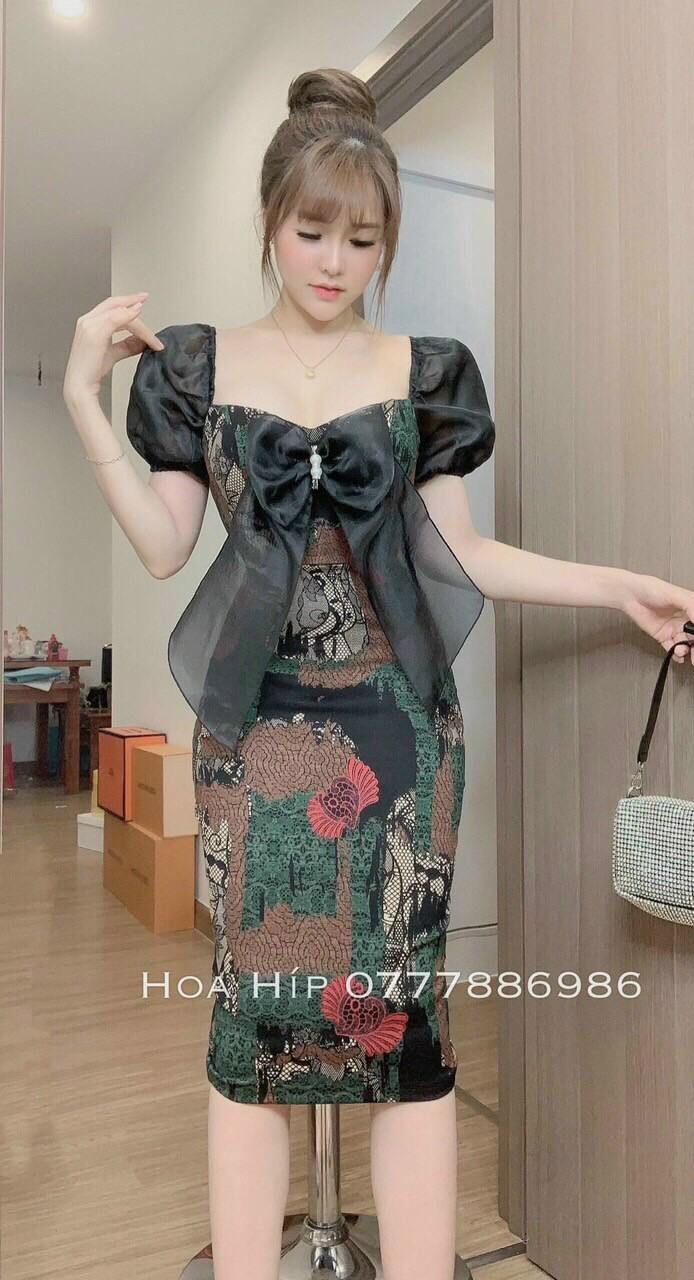 [đầm mới] đầm body nơ ngực siêu dễ thương (kèm mút ngực)