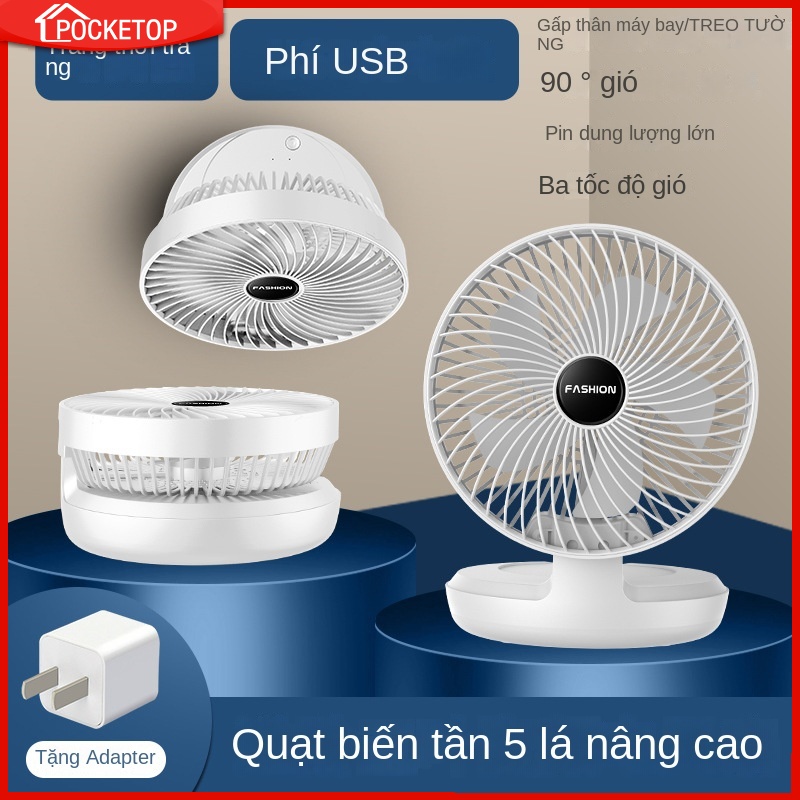 POCKETOP Quạt mini để bàn có thể gập có cổng USB