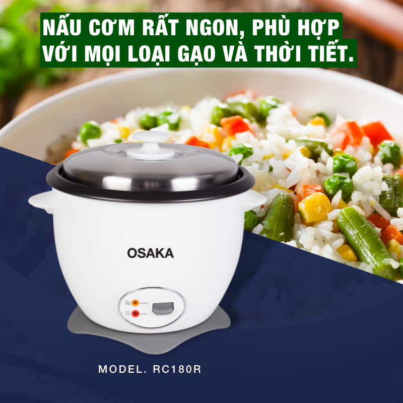 Nồi cơm điện OSAKA RC-180R 1.8 Lít - Nắp rời