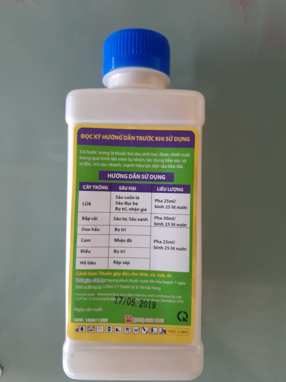Thuốc trừ sâu 3,6 NƯỚC TRONG - Chai 450ml