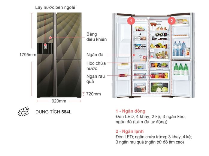 [Trả góp 0%]Tủ lạnh Hitachi Inverter 584 lít R-FM800AGPGV4X(DIA) (Giao hàng toàn quốc miễn phí vận chuyển tại hà nội)
