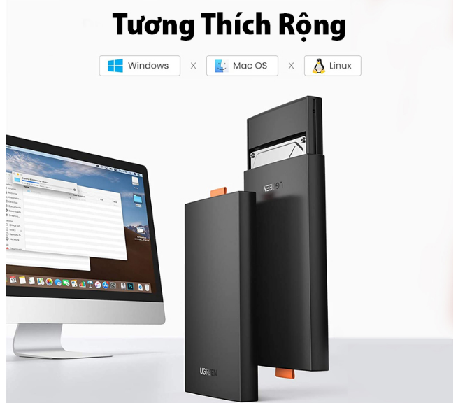 Hộp Đựng Ổ Cứng 2.5 inch USB Type-C Ugreen 80556 (hỗ trợ SSD/HDD lên đến 10TB)