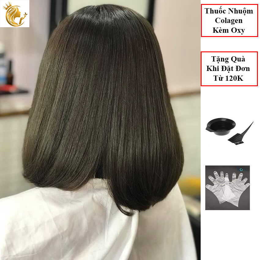 Thuốc Nhuộm Tóc Nâu Ánh Rêu Kèm Oxy