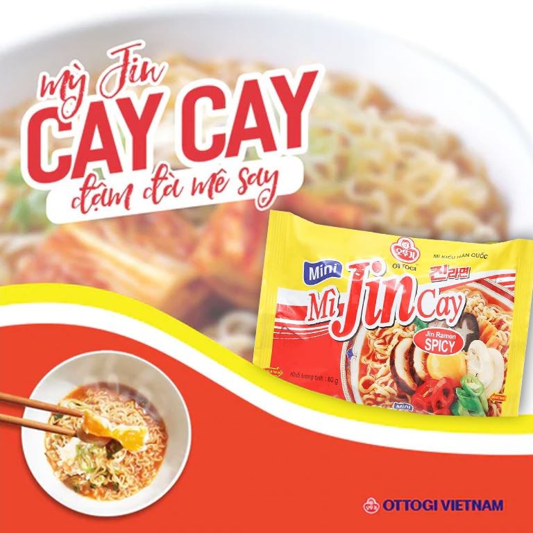 Combo 5 gói Mì Mini Jin cay Ottogi 80g
