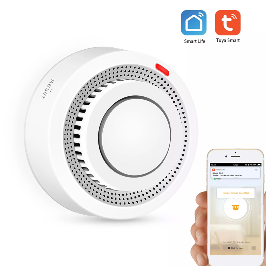 【HÀNG HOT】Cảm Biến Báo Khói Thiết Bị Phát Hiện Khói Wifi Cảm Biến Báo Cháy Thông Minh Hệ Thống An Ninh Không Dây Smart Life Tuya APP Kiểm Soát Nhà Thông Minh Dành Cho Nhà Bếp/Cửa Hàng/Khách Sạn/Nhà Máy