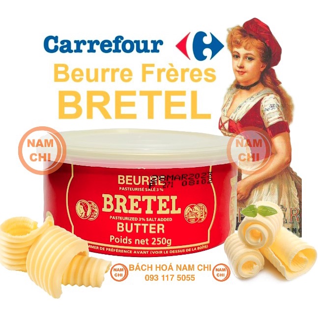 Bơ Bretel Đồng Tiền Pháp Bretel French Butter 250g