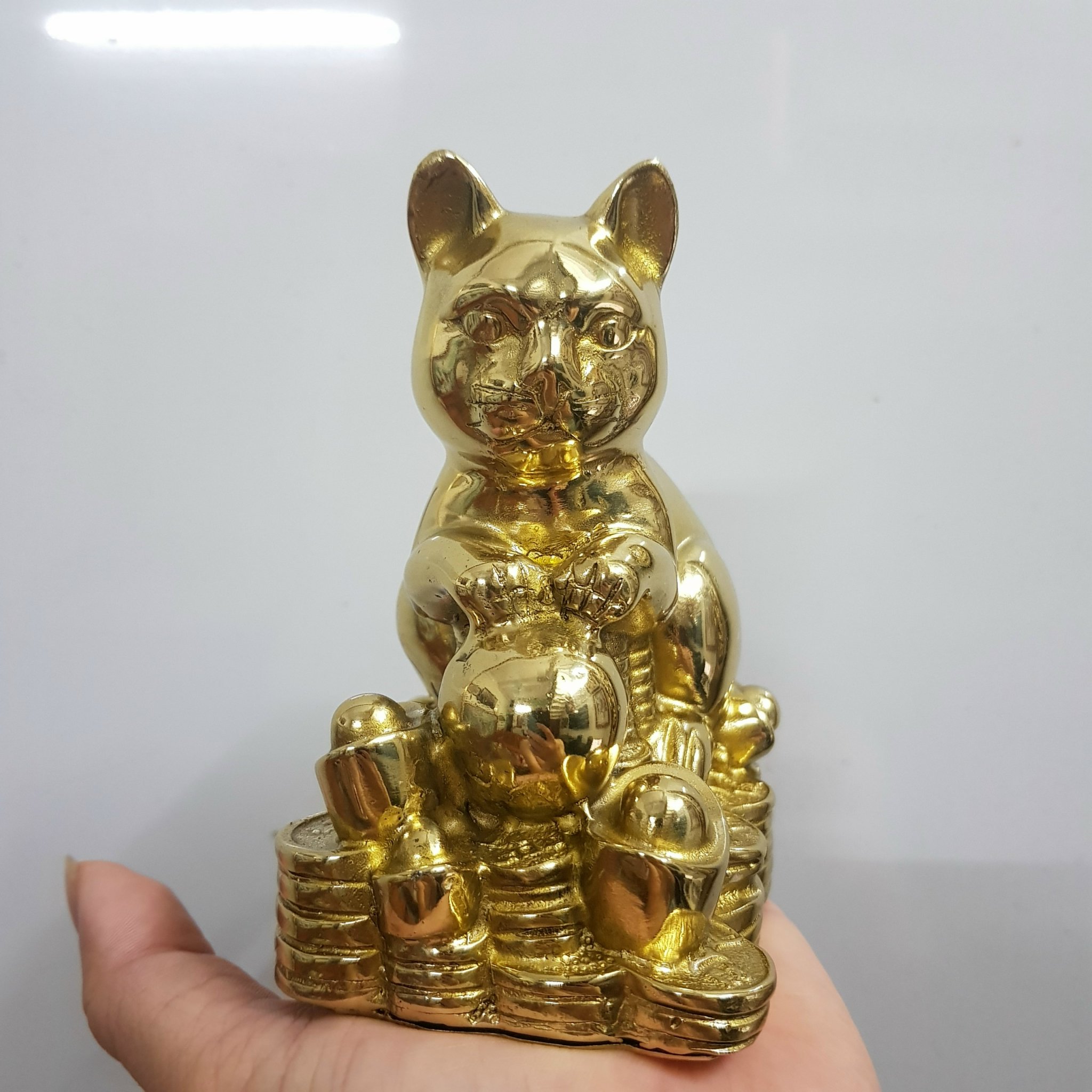 Tượng mèo kim tiền bằng đồng MS34