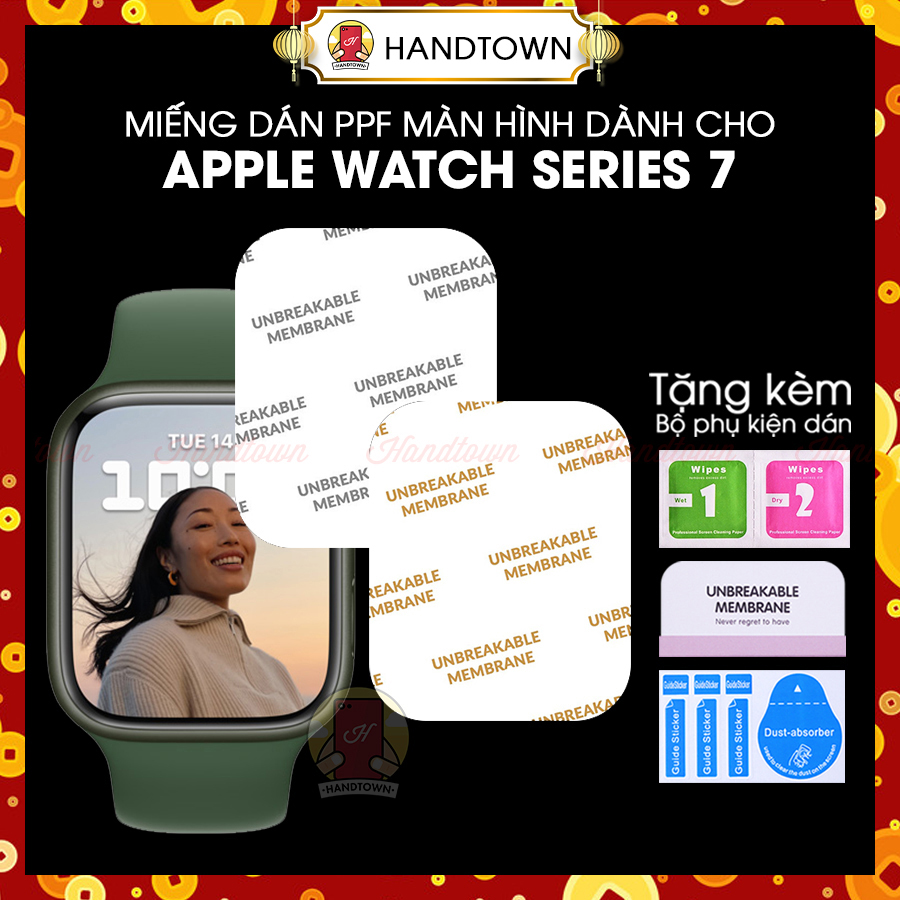 PPF Đồng Hồ Apple Watch Series 7 45 41 44 40mm Seri 6 5 4 iWatch Cường Lực Dẻo Chống Xước Chống Nước Tự Phục Hồi Handtown
