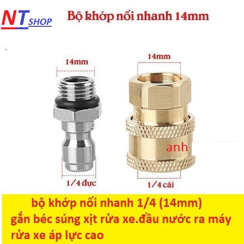 Bộ khớp nối nhanh ren 14mm cho máy rửa xe