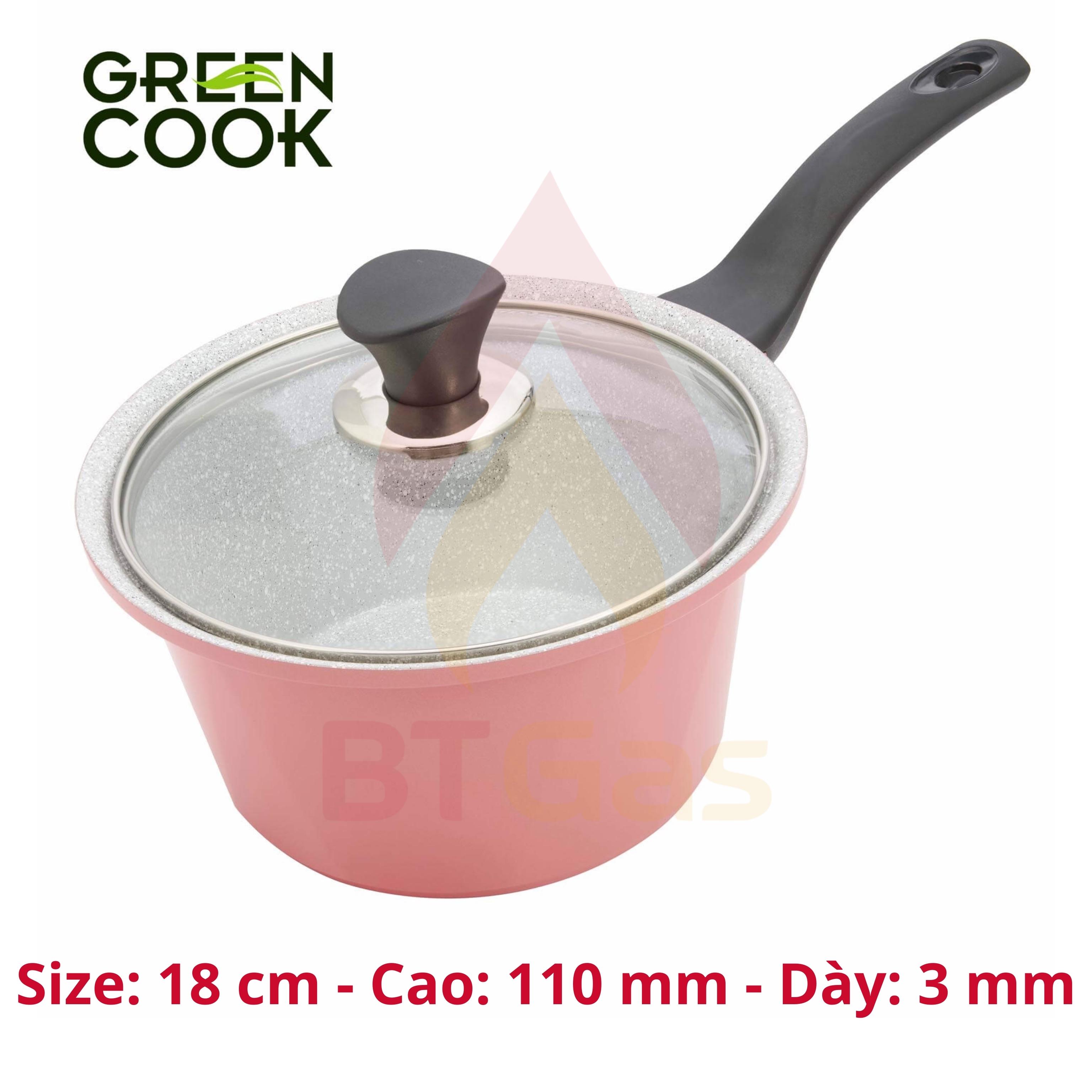 Pot (quánh) casting ceramic magnetic bottom green Cook, pot non-stick kitchen from striated stone Green Cook gcs02-ih