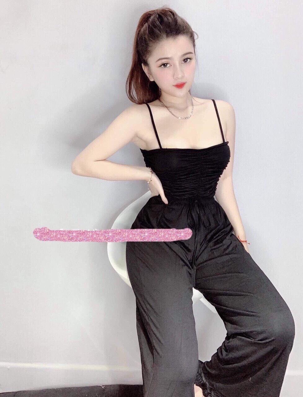 Sét bộ thun  áo 2 dây xếp ly+quân ống rộng-MTB